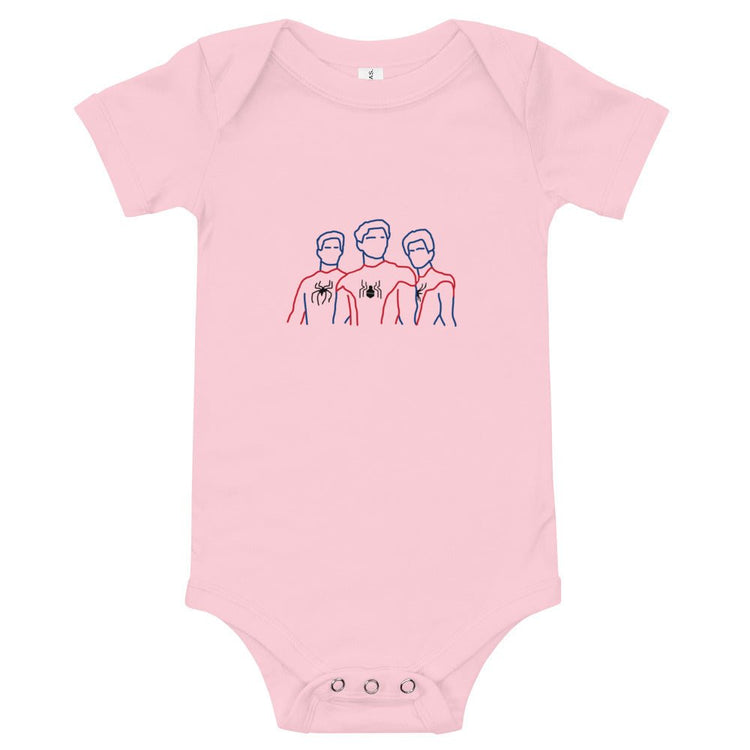 Spider-Man Inspired Baby short sleeve one piece - Trio Outline - Fandom-Made