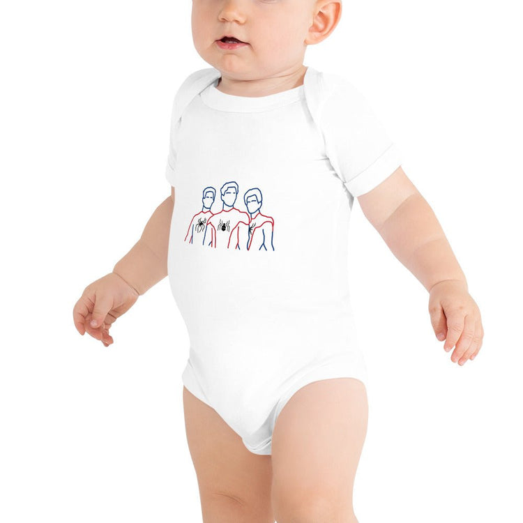 Spider-Man Inspired Baby short sleeve one piece - Trio Outline - Fandom-Made