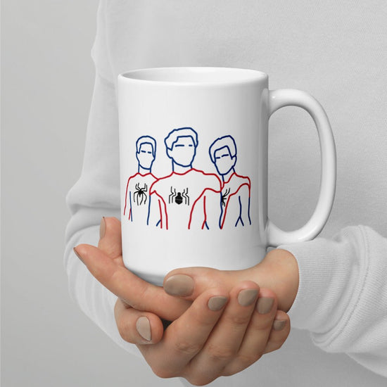 Spider-Man Inspired White glossy mug - Trio Outline - Fandom-Made