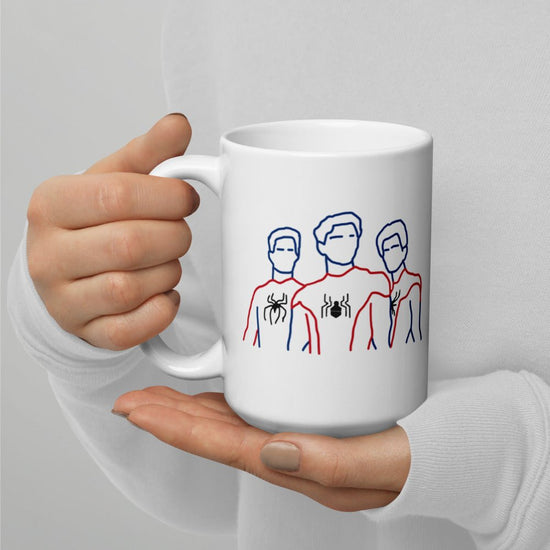 Spider-Man Inspired White glossy mug - Trio Outline - Fandom-Made