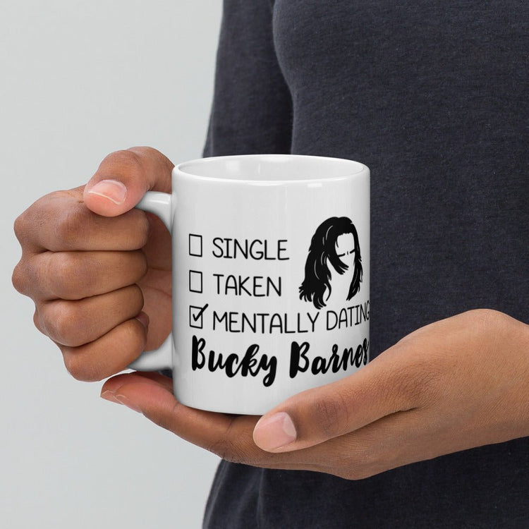 Superheroes Inspired Double Sided White glossy mug - Mentally Dating Bucky Barnes - Fandom-Made