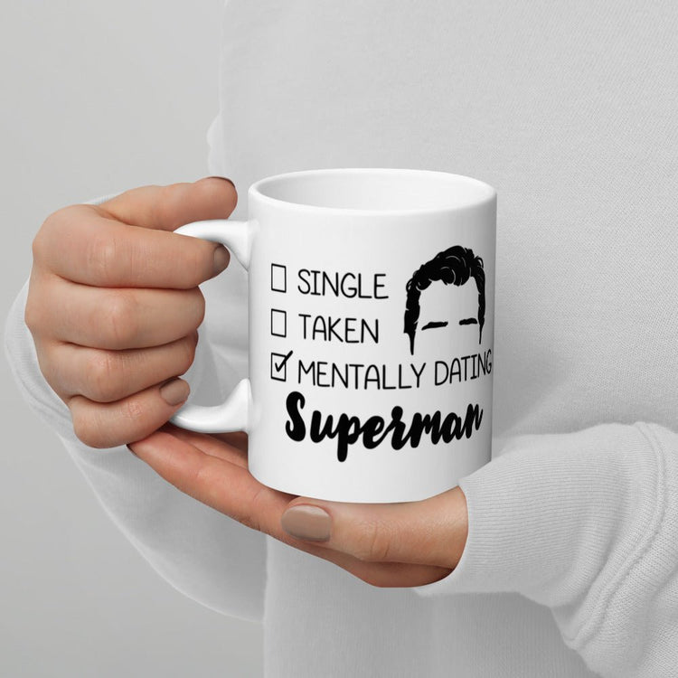 Superman Inspired Double sided White Glossy Mug - Mentally Dating - Fandom-Made