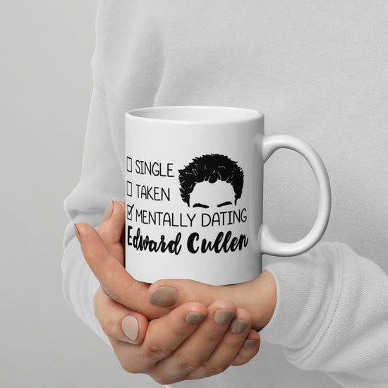 Twilight Inspired Double Sided White glossy mug - Mentally Dating Edward - Fandom-Made