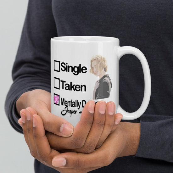 Twilight Inspired Doubled Sided White glossy mug - Mentally Dating Jasper Hale - Fandom-Made