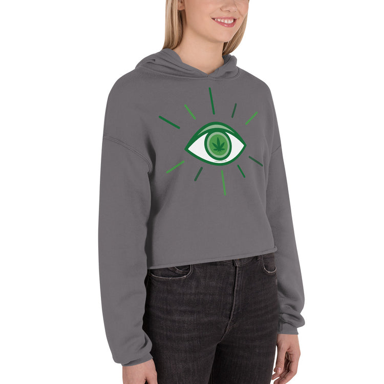 Pot Leaf Third Eye Crop Hoodie - Fandom-Made