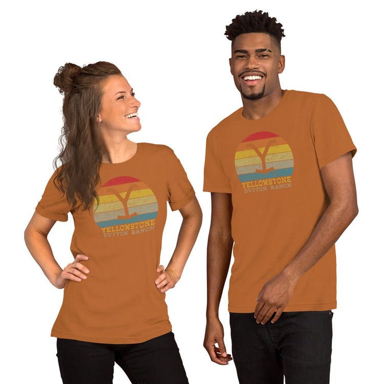 Yellowstone t-shirt - Retro Sunset - Fandom-Made