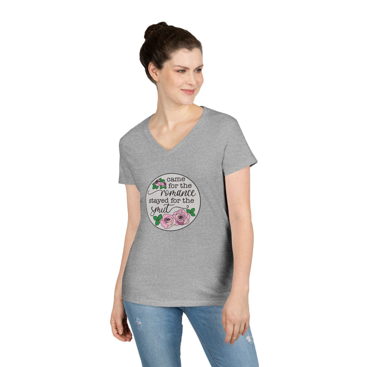Came For The Romance Ladies' V-Neck Tee