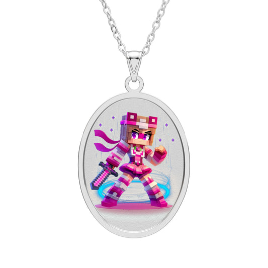 Pixel Princess Oval Pendant