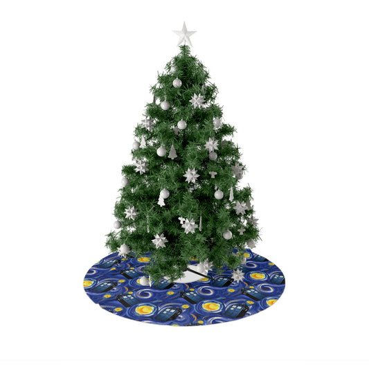 Tardis Night Christmas Tree Skirt