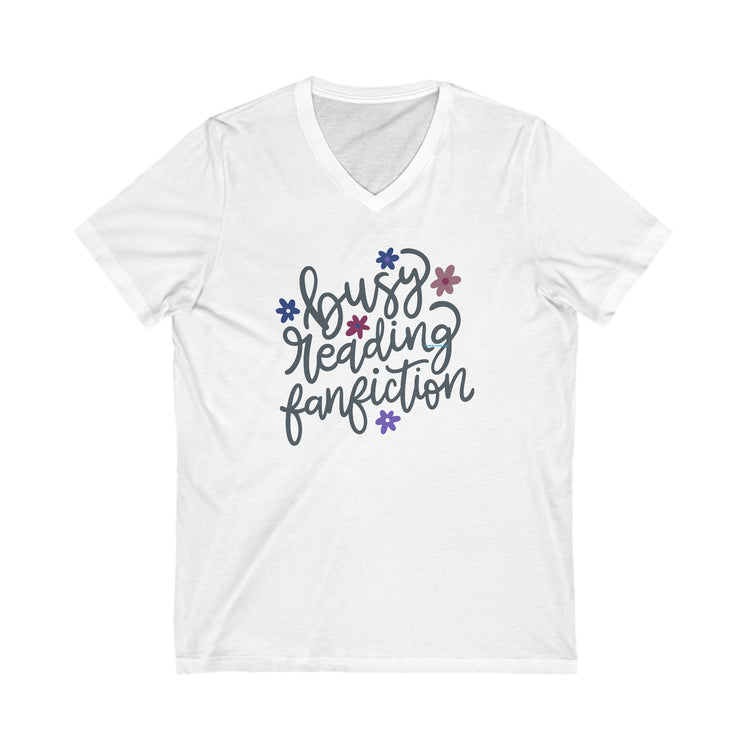 Busy Reading Fan Fiction V-Neck Tee - Fandom-Made