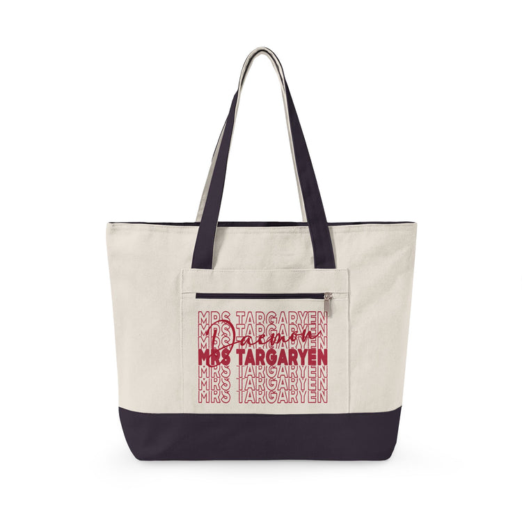 Mrs. Daemon Targaryen Zippered Canvas Tote