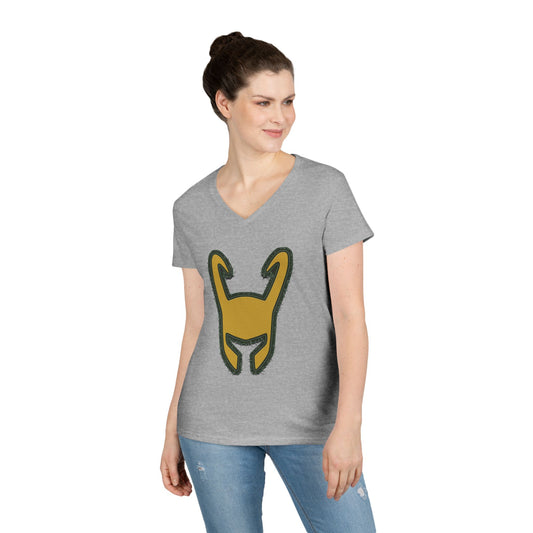 Loki Helmet Ladies' V-Neck Tee - Fandom-Made