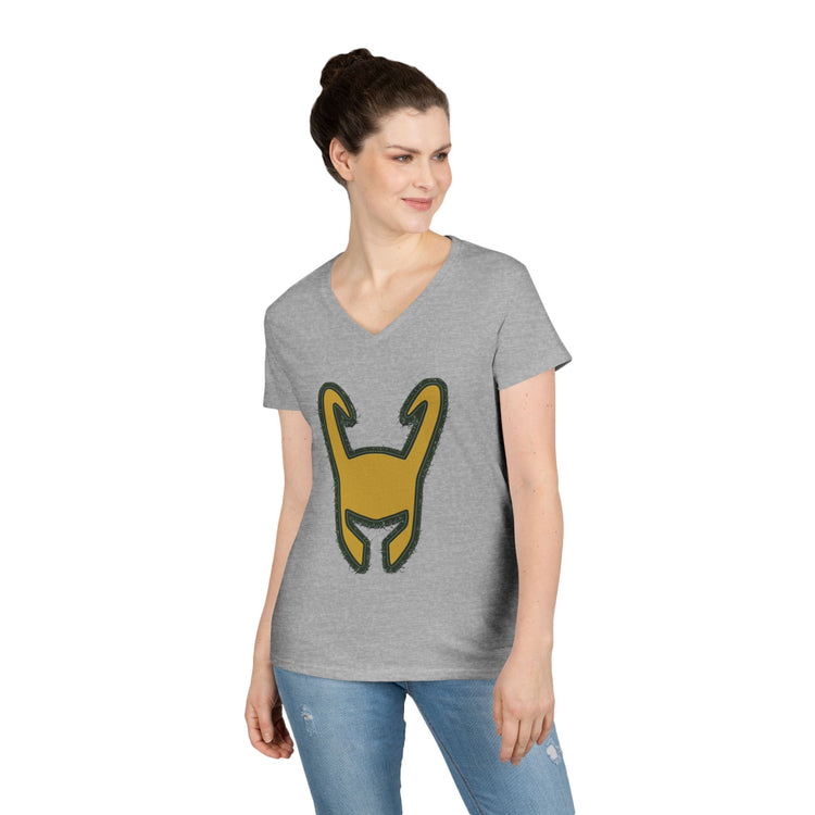 Loki Helmet Ladies' V-Neck Tee - Fandom-Made