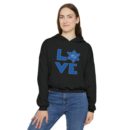 Love Star of David Women's Cinched Bottom Hoodie - Fandom-Made