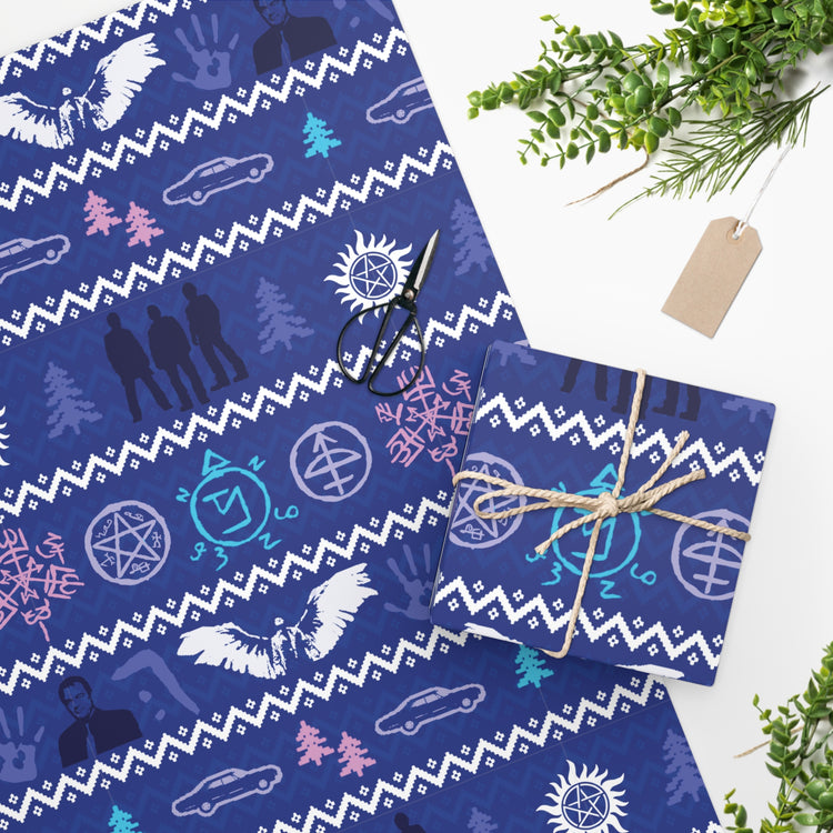 Supernatural Ugly Christmas Sweater Wrapping Paper - Fandom-Made
