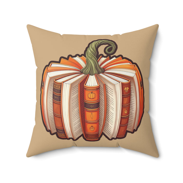 Bookish Pumpkin Faux Suede Square Pillow