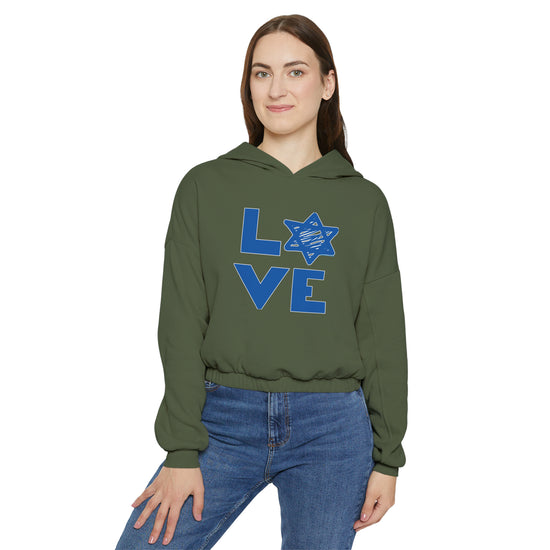 Love Star of David Women's Cinched Bottom Hoodie - Fandom-Made