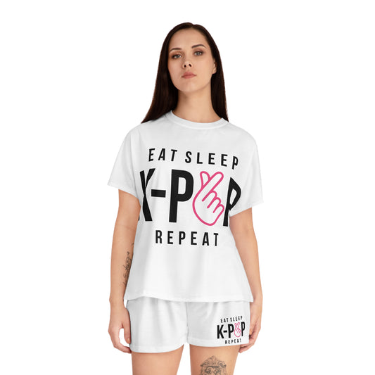 Eat Sleep K-Pop Repeat Women's Short Pajama Set