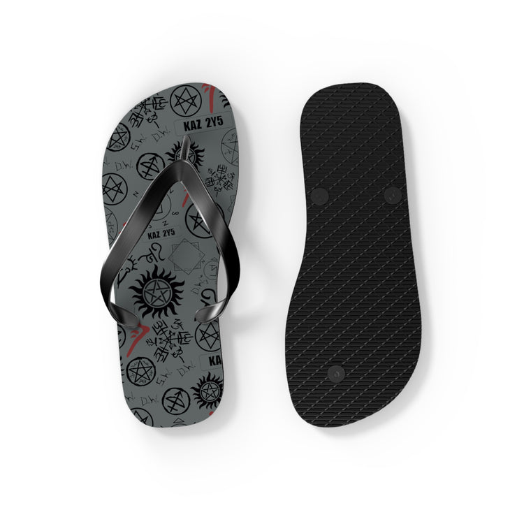 Supernatural Symbols All-Over Print Flip Flops - Fandom-Made