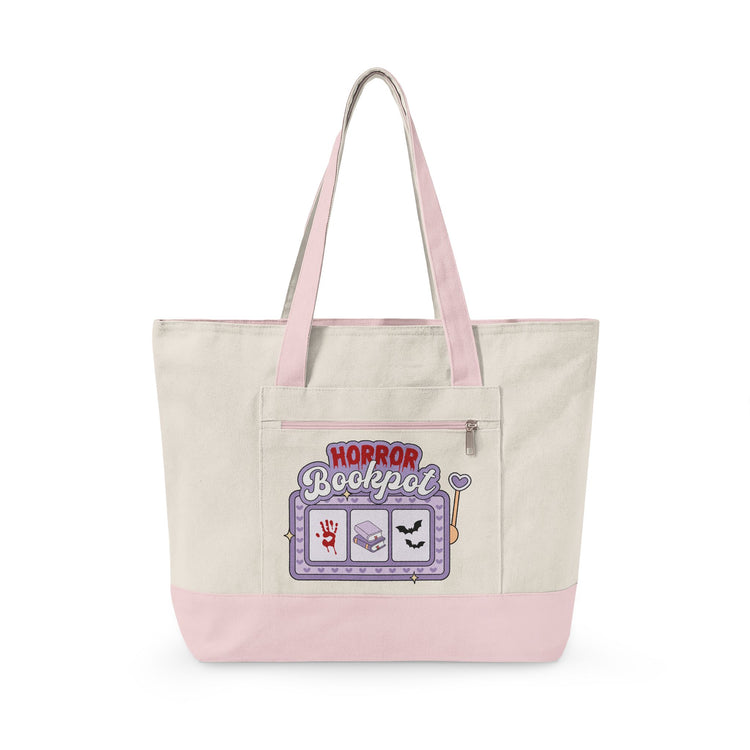Horror Bookpot Zippered Canvas Tote - Fandom-Made