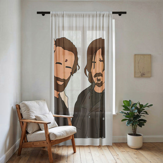 Rick and Daryl Sheer Window Curtain - Fandom-Made