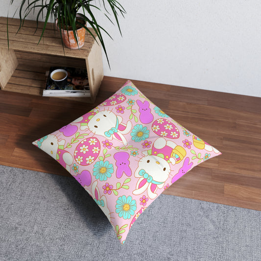 Easter Kitty Tufted Floor Pillow