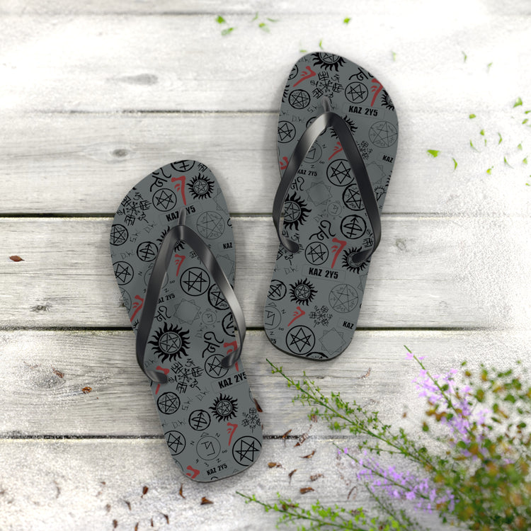 Supernatural Symbols All-Over Print Flip Flops - Fandom-Made