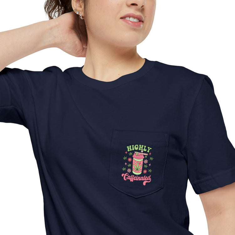 Highly Caffeinated Unisex Pocket T-shirt - Fandom-Made