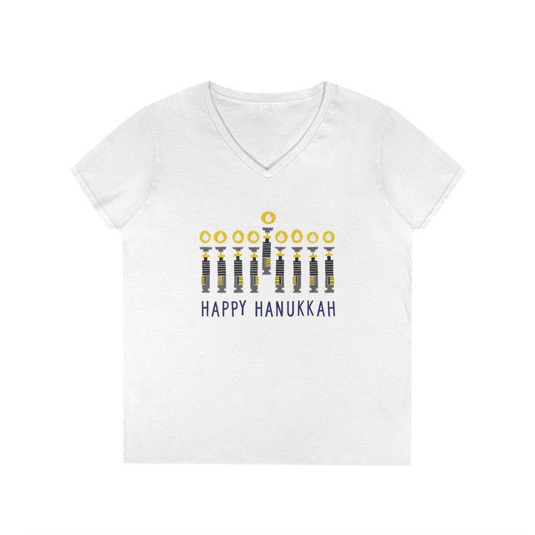 Lightsabers Menorah Ladies' V-Neck Tee