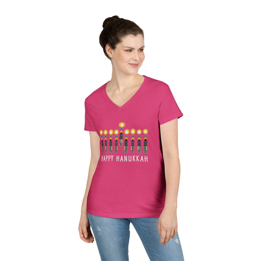 Lightsabers Menorah Ladies' V-Neck Tee