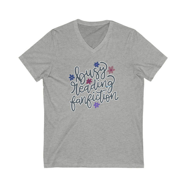 Busy Reading Fan Fiction V-Neck Tee - Fandom-Made