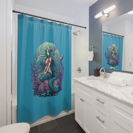 Mermaid Sitting Shower Curtains - Fandom-Made