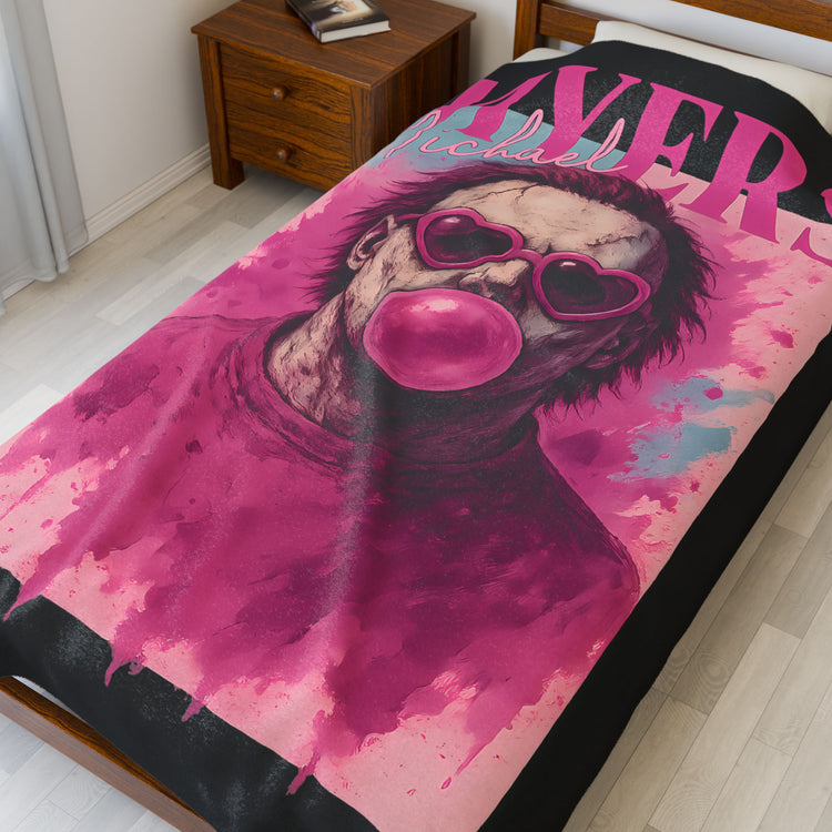 Michael Loves Bubblegum Velveteen Plush Blanket