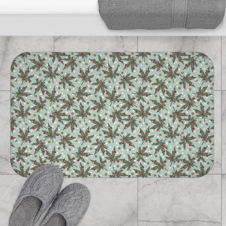 Cannabis Christmas Bath Mat