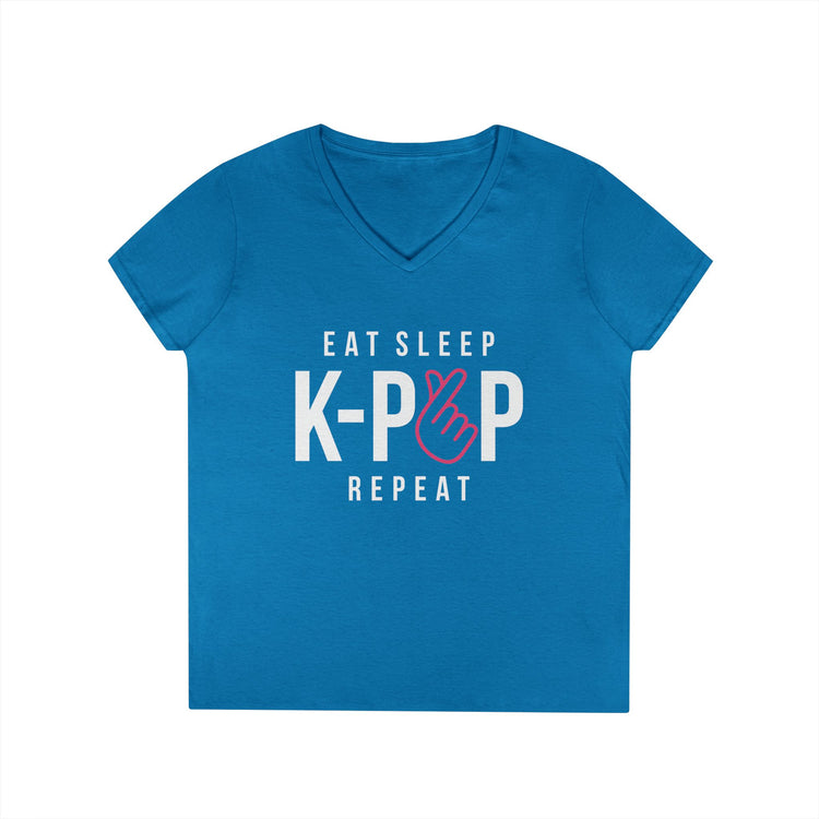 Eat Sleep KPop Repeat Ladies' V-Neck Tee