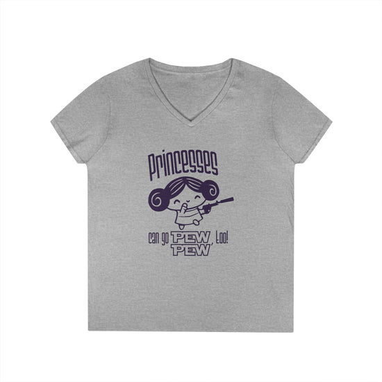 Princesses Go Pew Pew V-Neck Tee - Fandom-Made