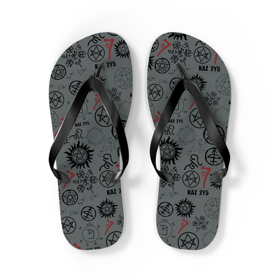 Supernatural Symbols All-Over Print Flip Flops - Fandom-Made