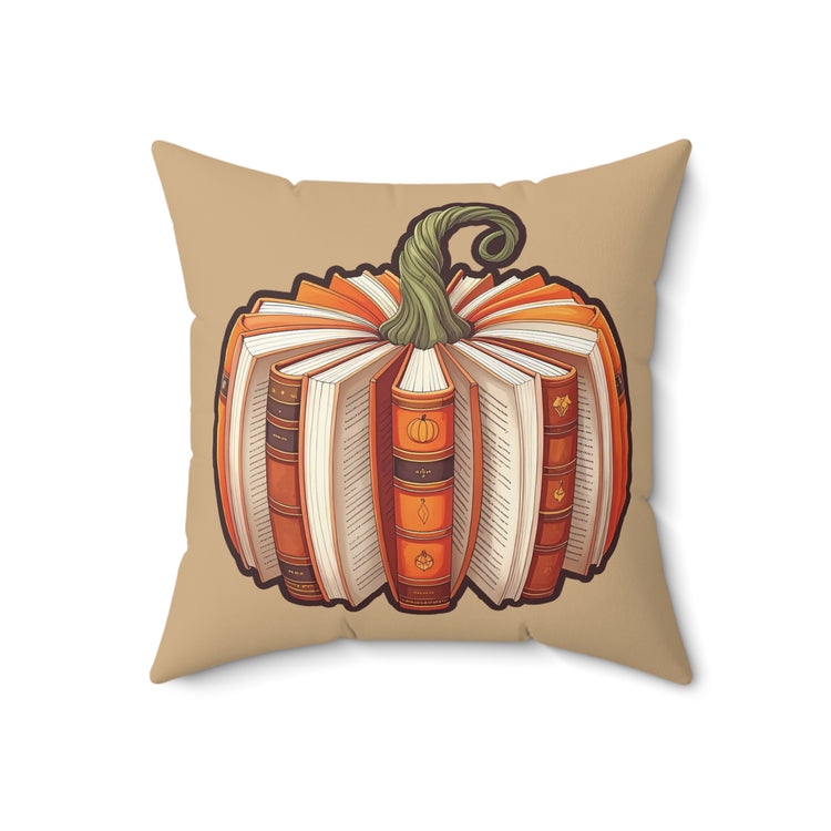Bookish Pumpkin Faux Suede Square Pillow
