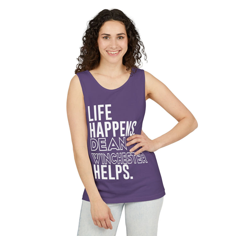 Life Happens Dean Winchester Helps Unisex Tank Top - Fandom-Made
