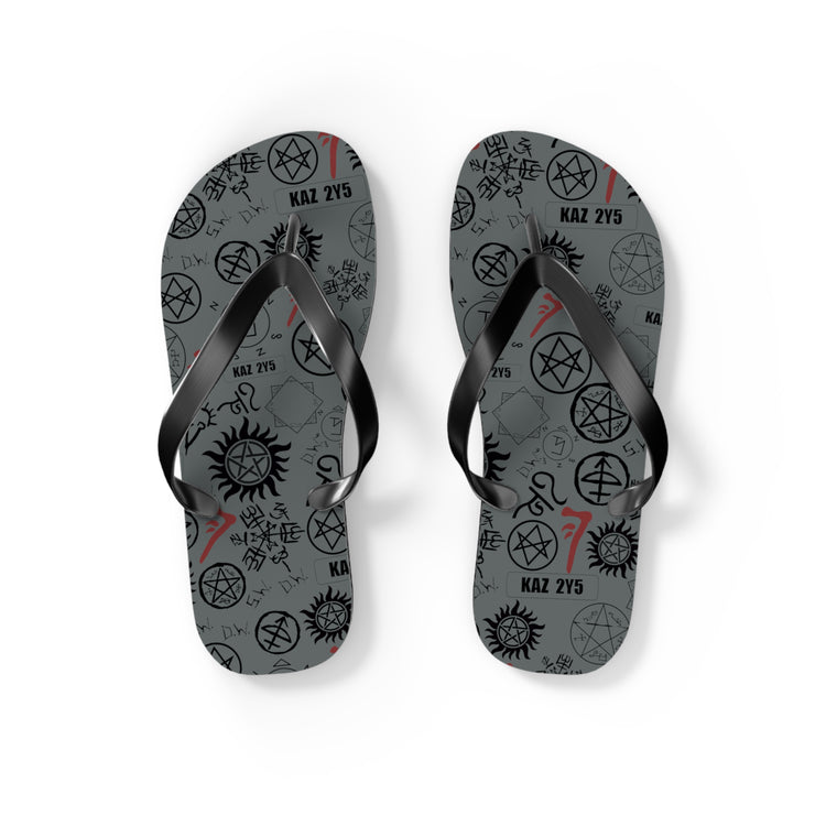 Supernatural Symbols All-Over Print Flip Flops - Fandom-Made