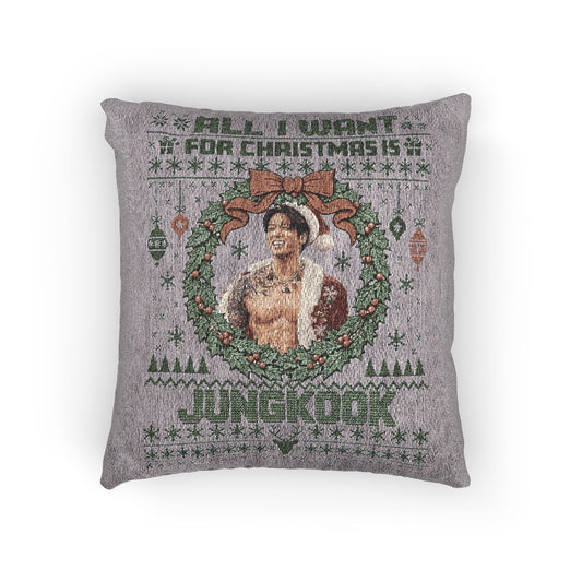 Jungkook Christmas Woven Pillow - Fandom-Made
