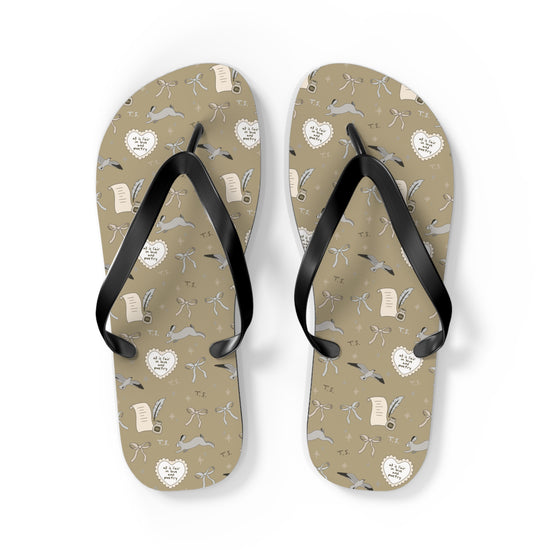 Tortured Poet All-Over Print Flip Flops - Fandom-Made