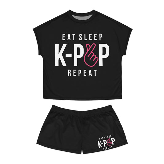 Eat Sleep K-Pop Repeat Women's Short Pajama Set