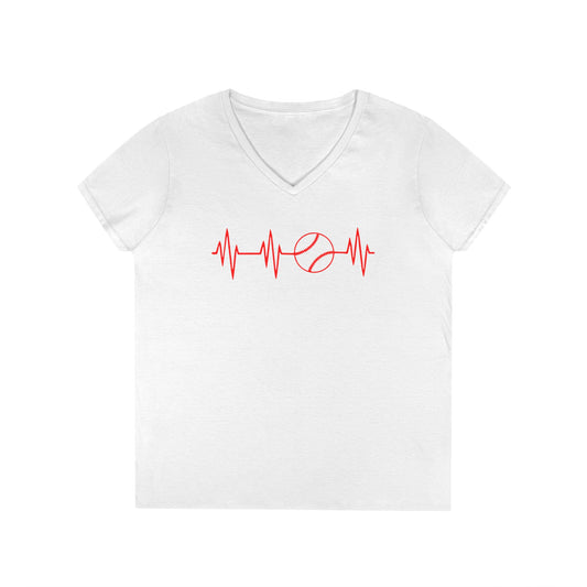 My Heart Beats For Baseball V-Neck Tee - Fandom-Made