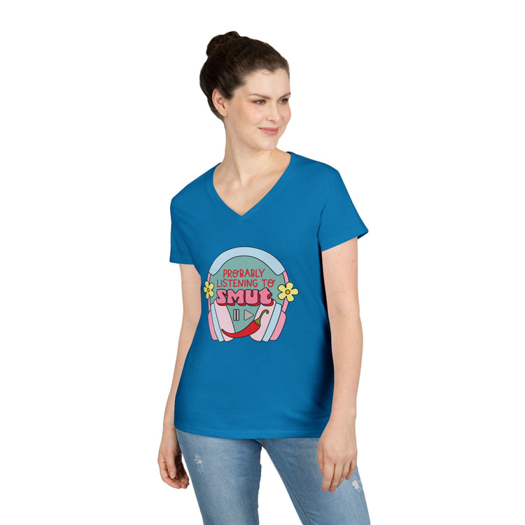 Listening To Smut Ladies' V-Neck Tee