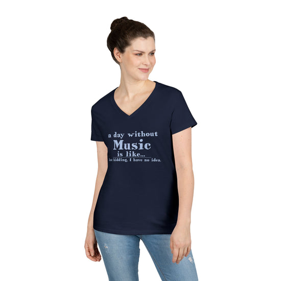 A Day Without Music V-Neck Tee - Fandom-Made