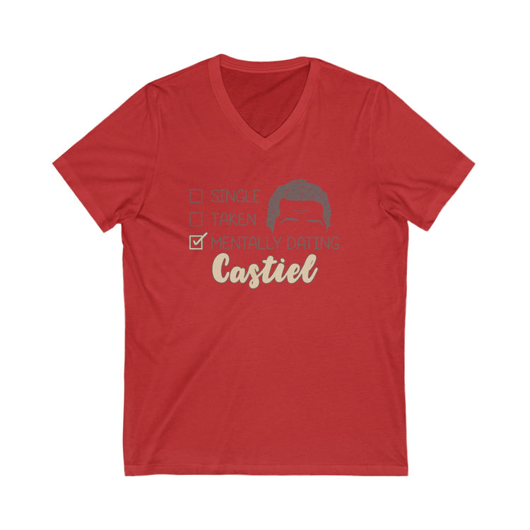 Mentally Dating Castiel V-Neck Tee