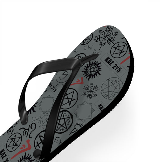 Supernatural Symbols All-Over Print Flip Flops - Fandom-Made