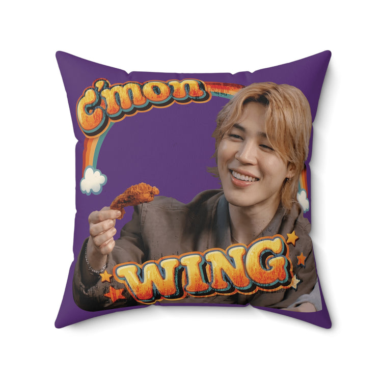 C'mon Wing Faux Suede Square Pillow