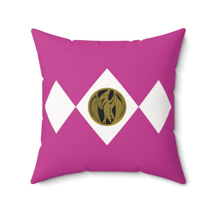 Pink Ranger Faux Suede Square Pillow